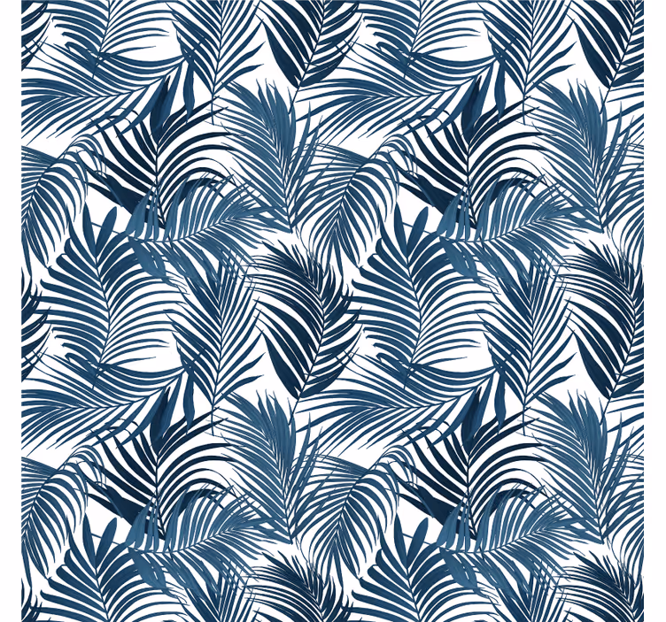 Mural de selva diseño de hojas de palmera azul - TenVinilo