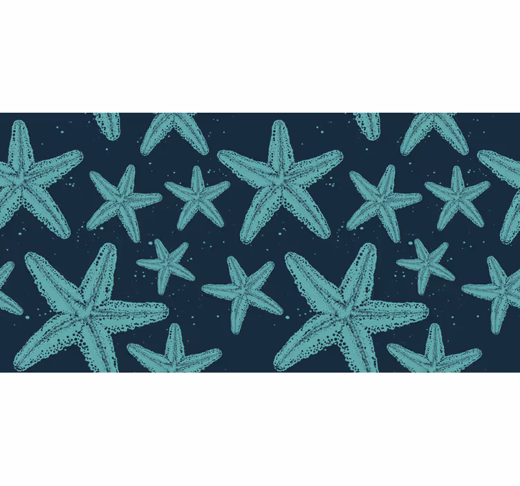 Mural baño estrellas de mar tonos azules - TenVinilo