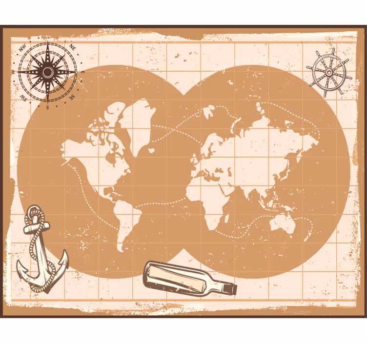 Papel mural beige tapete de ratón mapa mundial elegante - TenVinilo