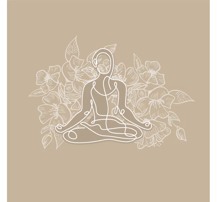 Papel mural beige esterilla de yoga mujer meditando - TenVinilo