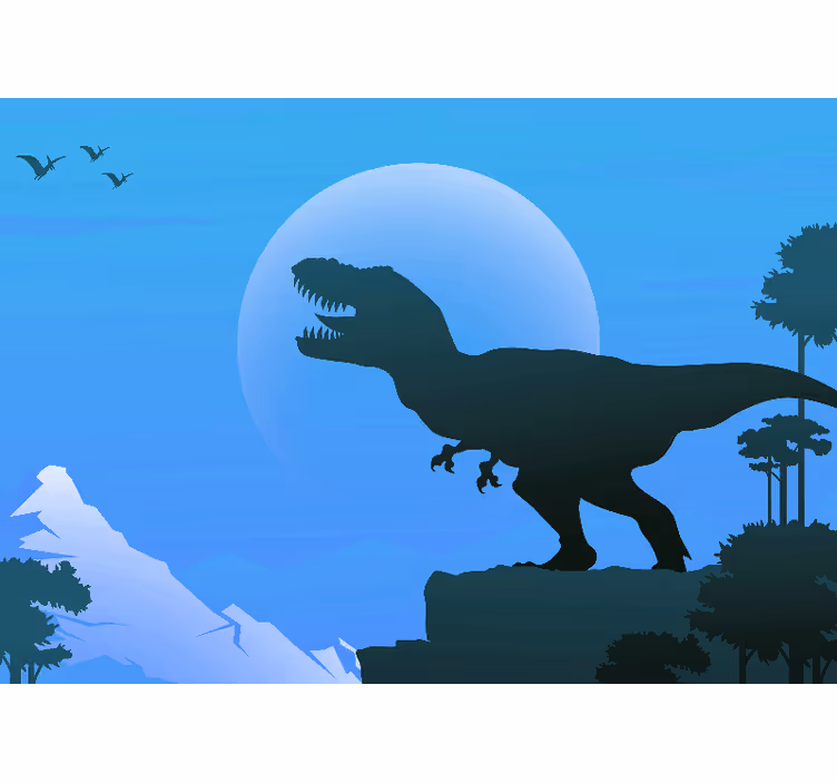 Papel mural azul t-rex enojado rugiendo - TenVinilo