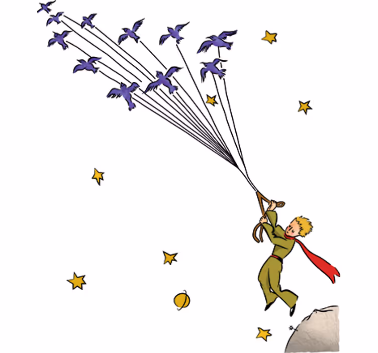 Papel mural blanco vinilo infantil principito volando - TenVinilo