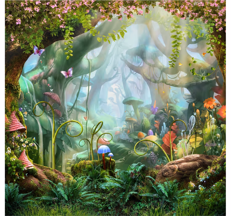 Mural de bosque mágico encantado - TenVinilo