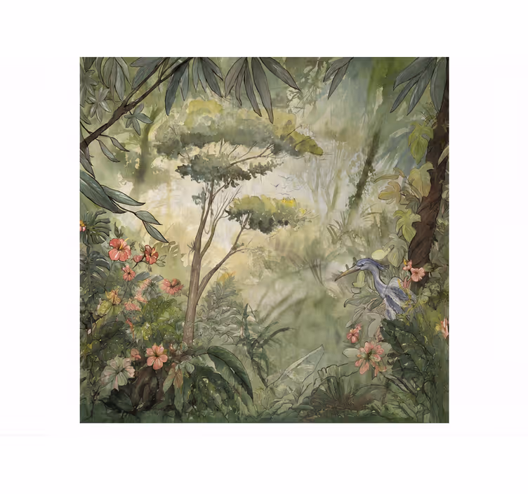 Mural de naturaleza aquarella jungla tropical - TenVinilo