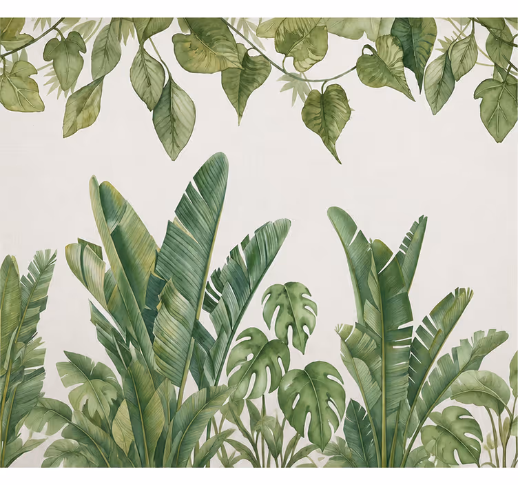 Mural de naturaleza hojas verdes grandes - TenVinilo
