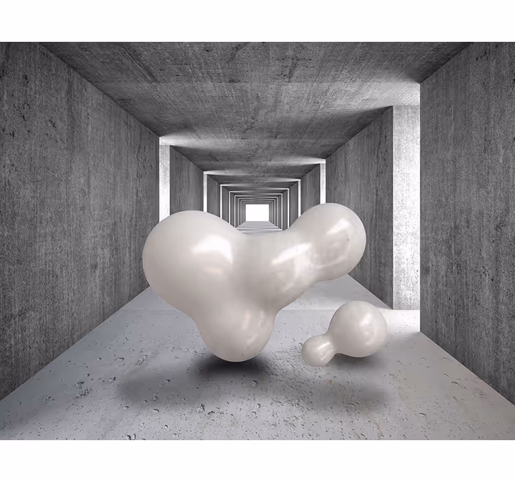 Fotomural 3D túnel con bolas flotantes - TenVinilo
