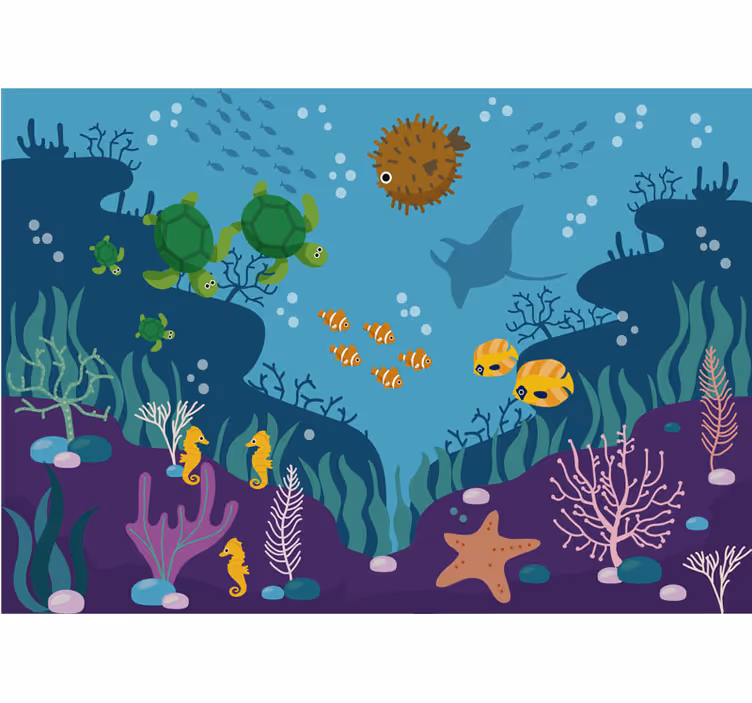 Fotomural infantil de mar pez en el agua - TenVinilo