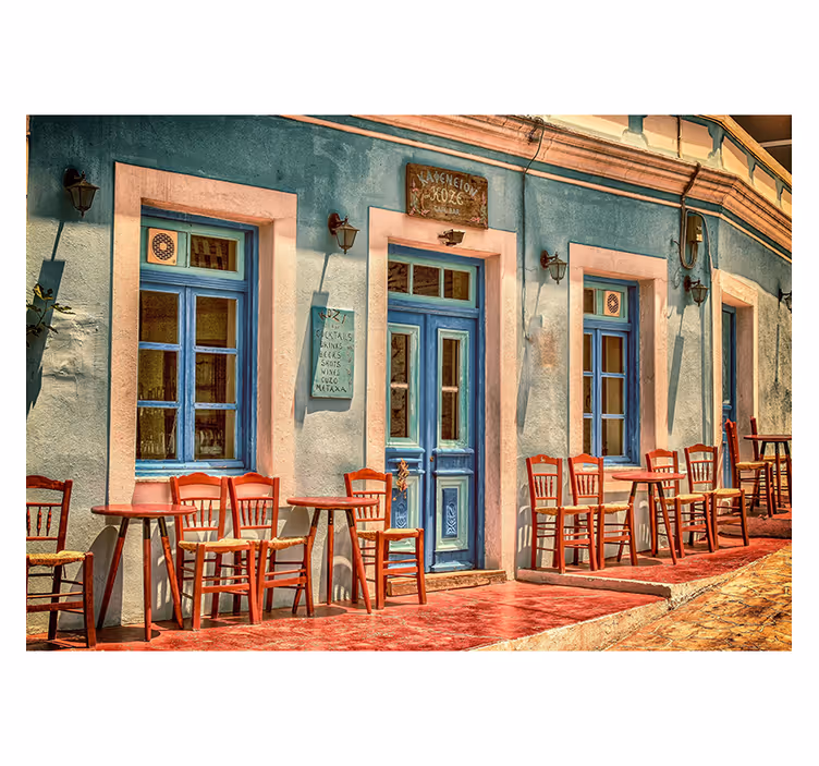Mural pared vintage café al aire libre - TenVinilo