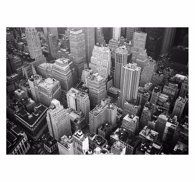 Fotomural ciudad New York aérea blanco y negro - TenVinilo