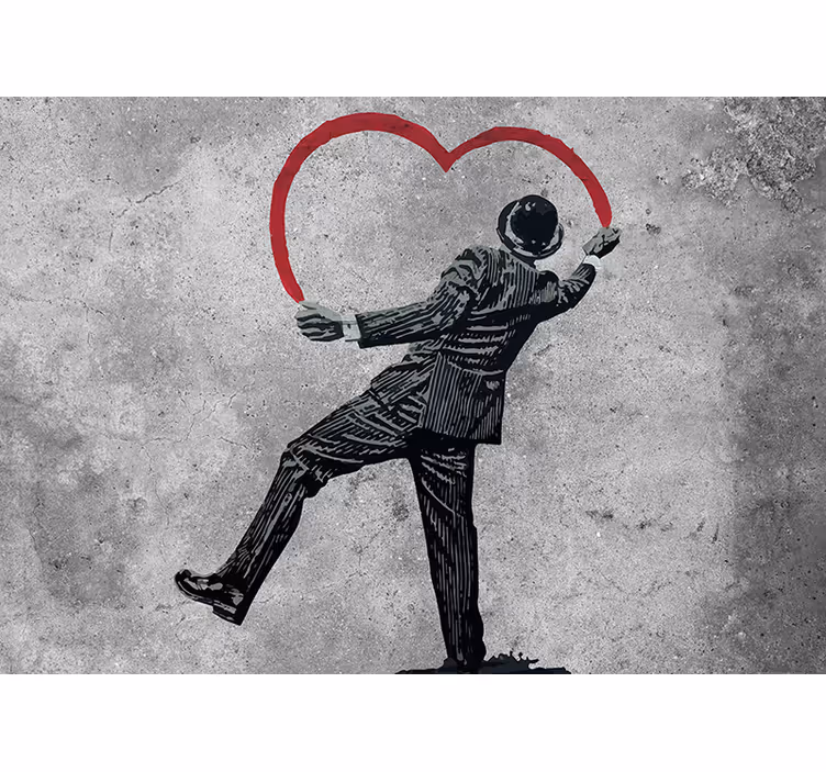 Fotomural arte urbano Banksy corazón graffiti - TenVinilo