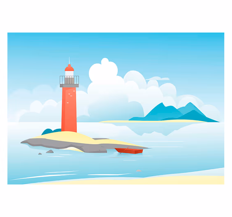 Fotomural infantil dibujo paisaje marítimo - TenVinilo