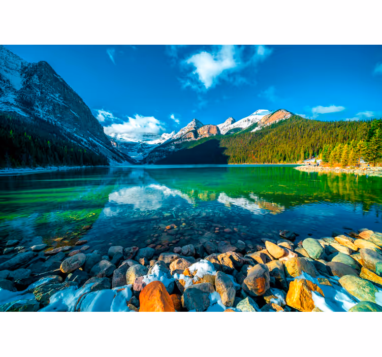 Mural de paisajes imagen reflejada del lago de montaña - TenVinilo