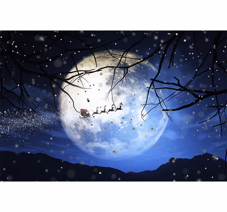 Mural de navidad el viaje nocturno de papá noel - TenVinilo