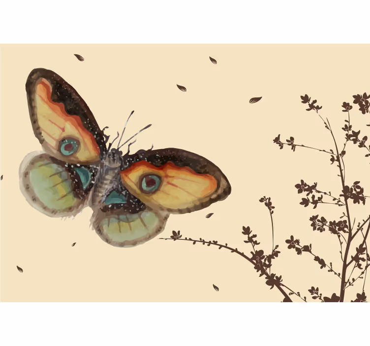 Mural de animales exposición de mariposas grandes - TenVinilo