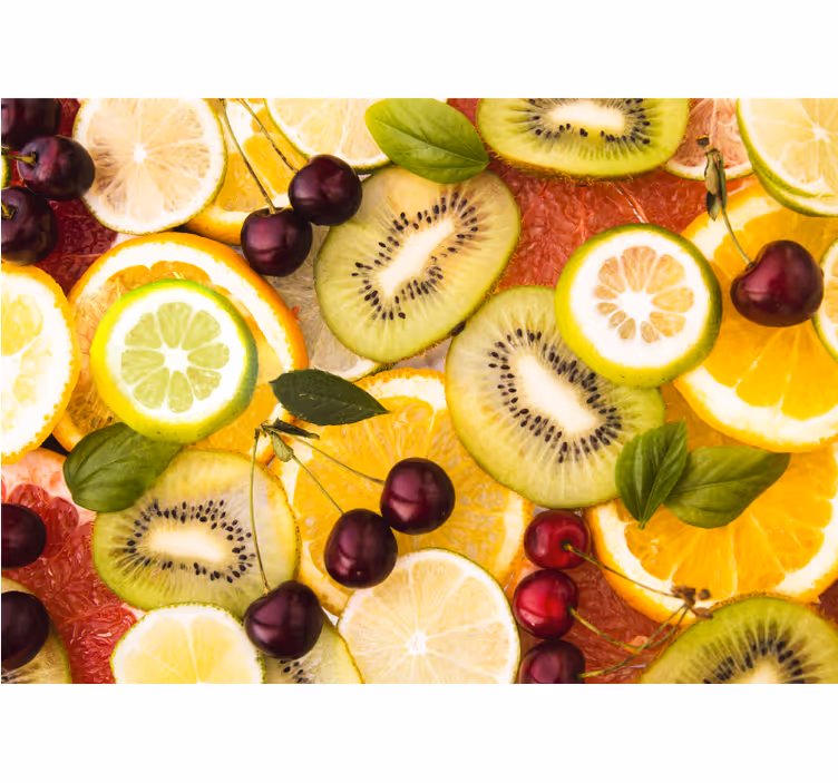 Fotomural cocina diferentes cortes de frutas - TenVinilo