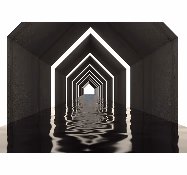 Fotomural 3D perspectiva de túnel reflectante - TenVinilo