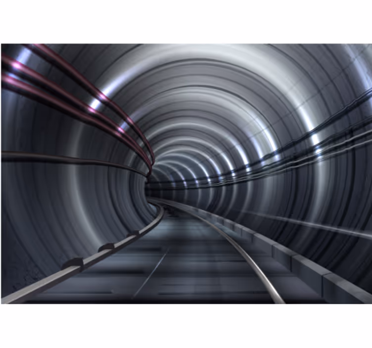 Mural de vehículos túnel de metro futurista - TenVinilo