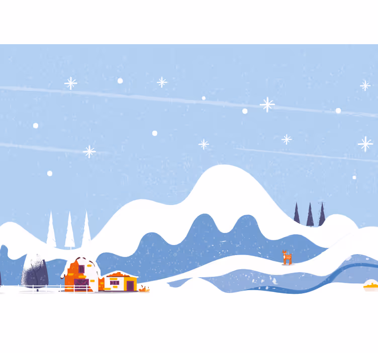 Murales infantiles Montañas nevadas con carpas - TenVinilo