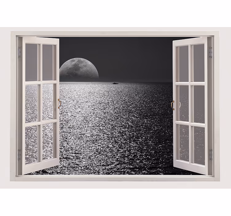 Fotomural mar Mar desde la ventana blanca - TenVinilo