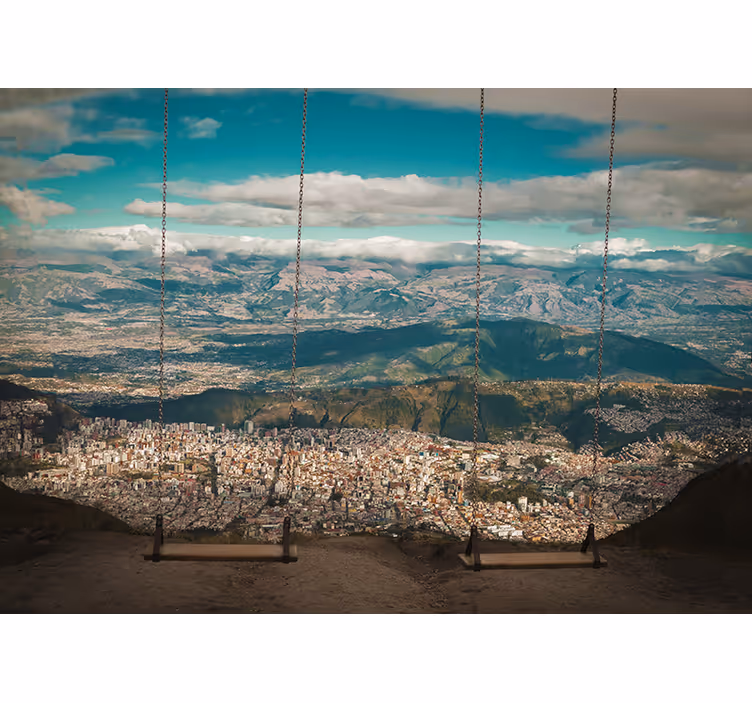 Mural ciudad vista panorámica de la ciudad - TenVinilo
