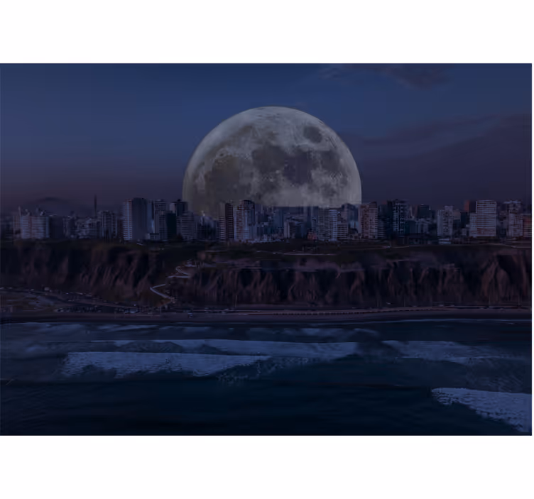 Fotomural ciudad Costa verde lima vistas en la noche - TenVinilo