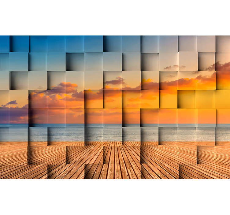 Fotomural 3d vista del océano al atardecer - TenVinilo