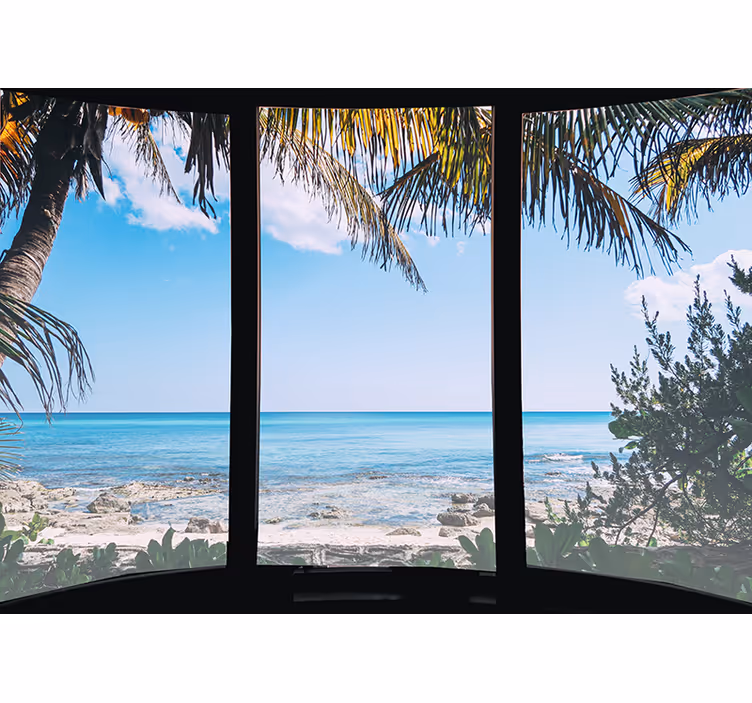 Fotomural 3D Paisaje de mar desde la ventana - TenVinilo