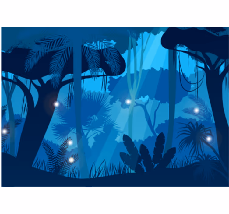 Mural de selva vibrante vegetación tropical - TenVinilo