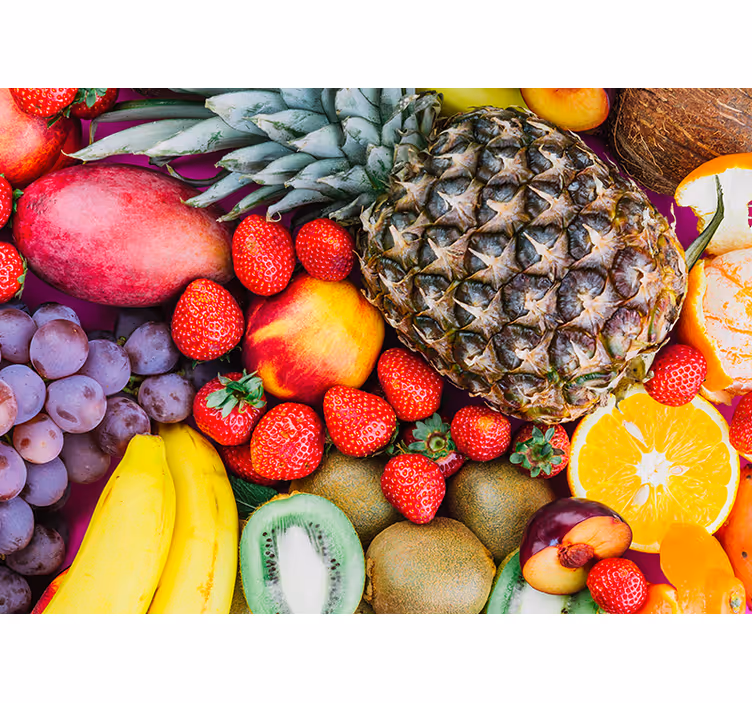 Mural de flores medley de frutas vibrantes - TenVinilo