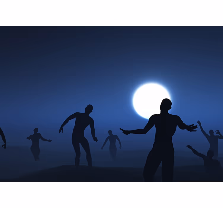 Mural de fantasía figuras silueteadas a la luz de la luna - TenVinilo