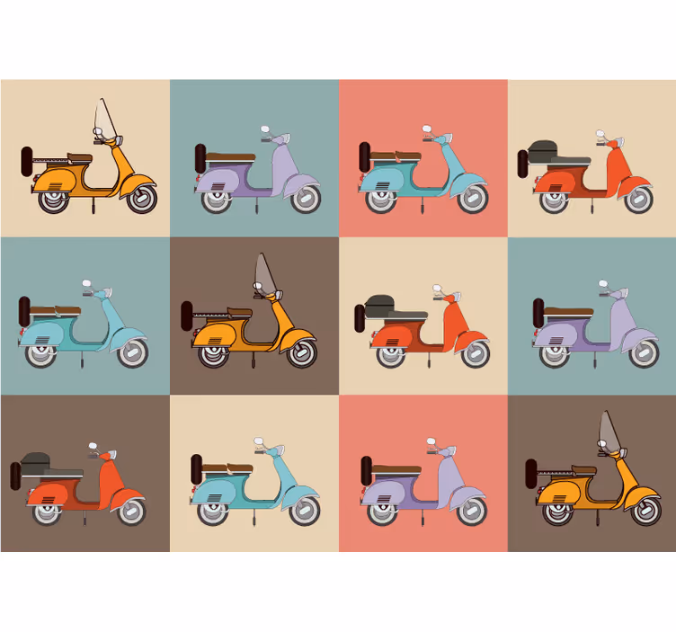 Fotomural motos Patrón de bicicleta colorida vintage - TenVinilo