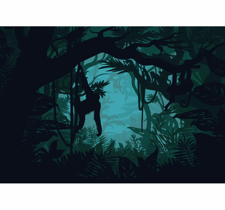 Fotomural de París Bosque con animales de la selva. - TenVinilo