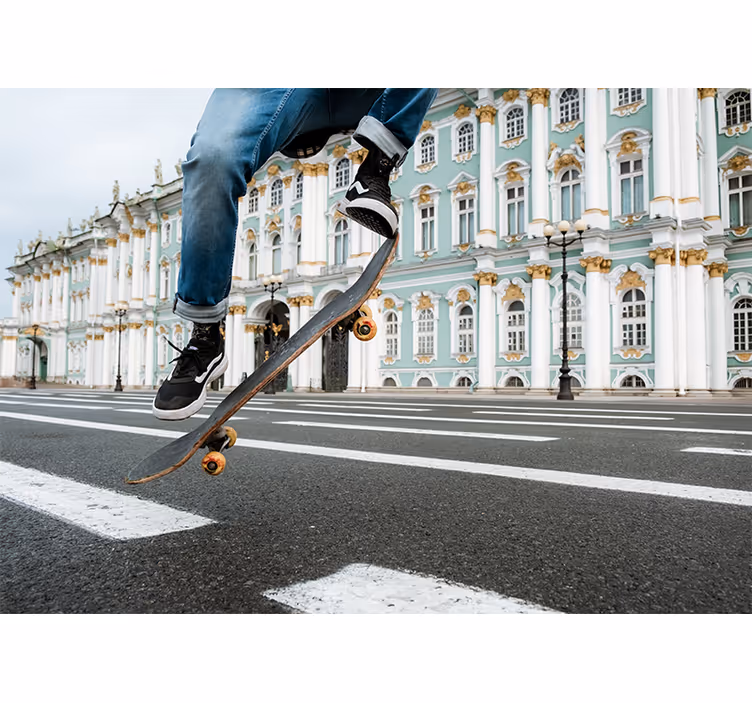 Mural de ciudades patinador en movimiento - TenVinilo