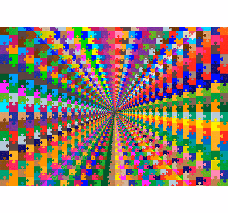 Fotomural 3D explosión de rompecabezas - TenVinilo