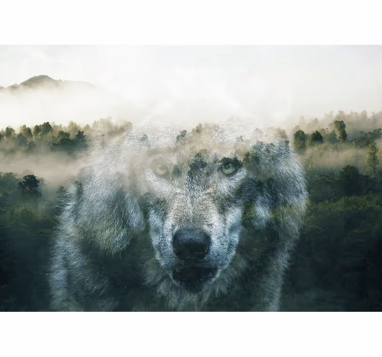 Mural de animales retrato de lobo majestuoso - TenVinilo