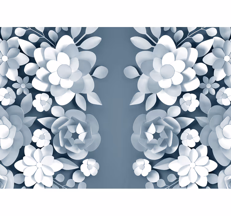 Fotomural 3D Fondo gris con flores - TenVinilo