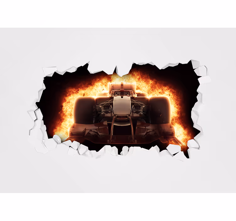 Mural de vehículos explosión de coche de carreras - TenVinilo