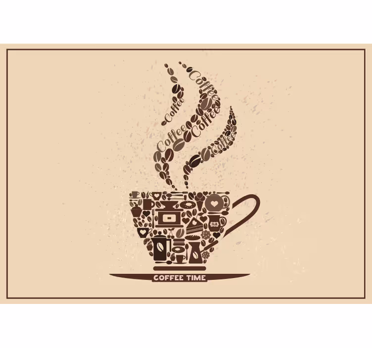 Fotomural moderno Taza de café de iconos - TenVinilo