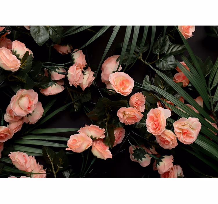 Mural de flores rosas de color rosa suave - TenVinilo