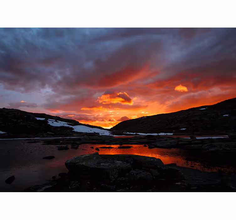Mural de paisajes reflejo de un atardecer impresionante - TenVinilo