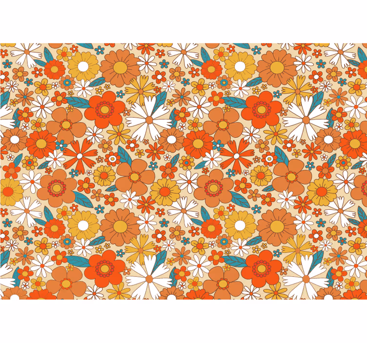Mural de flores patrón floral vibrante - TenVinilo