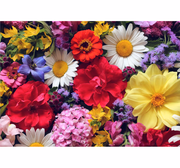 Mural de flores arreglo de flores vibrantes - TenVinilo