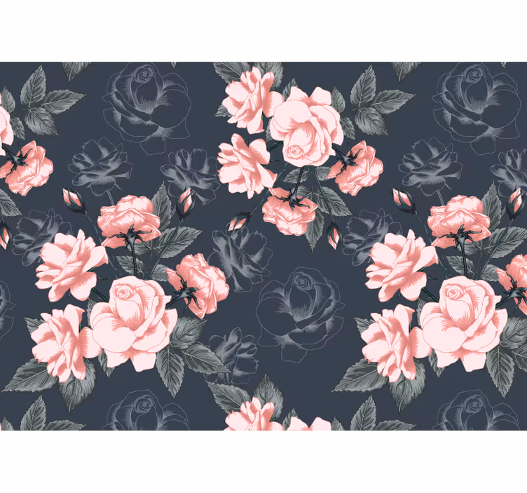 Mural de flores elegantes flores de rosa - TenVinilo