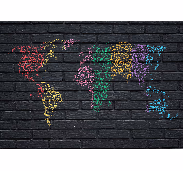 Mural de música mapa mundial musical - TenVinilo