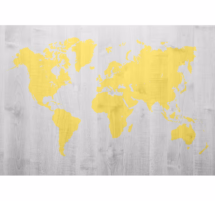 Mural mapamundi Madera pantone amarillo - TenVinilo
