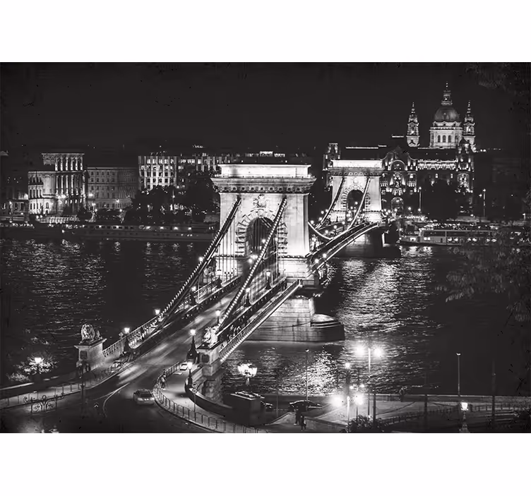Mural ciudad puente de las cadenas de noche - TenVinilo