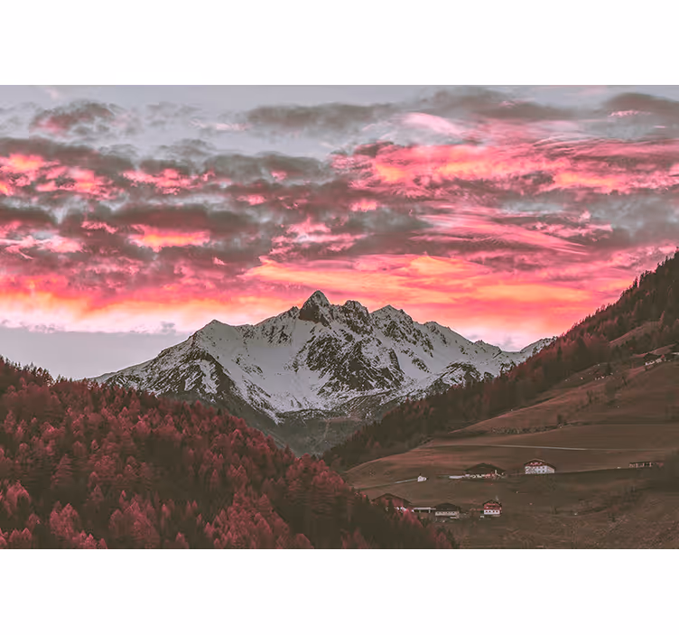 Mural de montañas atardecer impresionante - TenVinilo