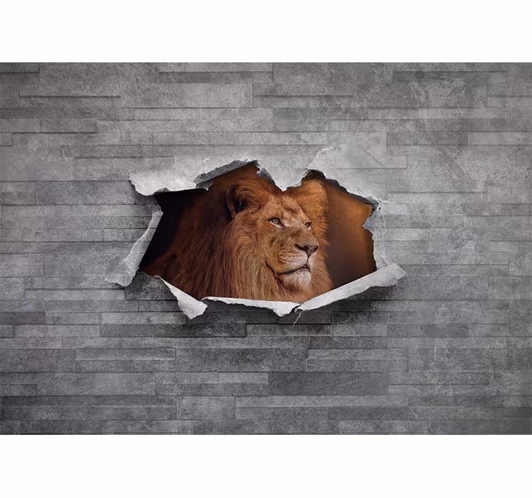 Mural de leones ilustración de león majestuoso - TenVinilo