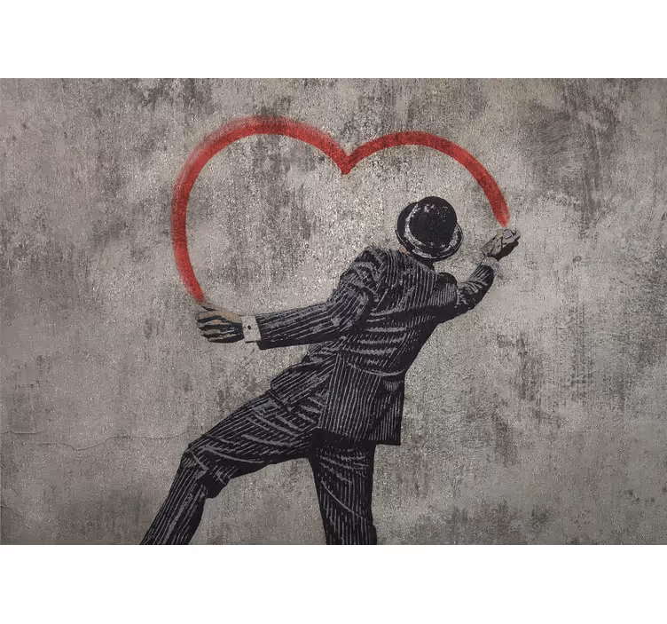 Mural de amor caballero elegante dibujando corazón - TenVinilo