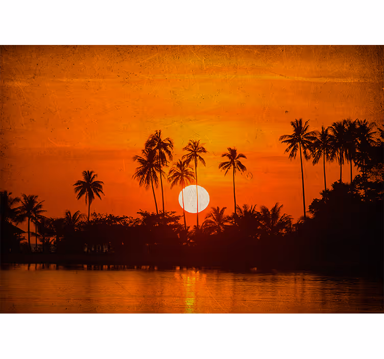 Fotomural naturaleza Amanecer tropical naranja - TenVinilo
